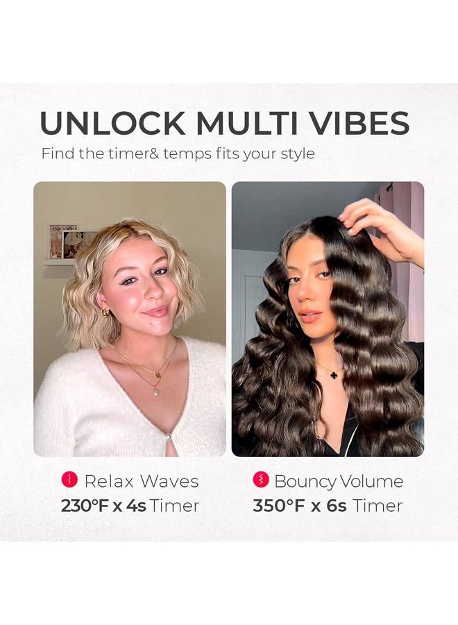 TYMO مكواة تجعيد الشعر ROVY - مكواة تجعيد عميقة، مكواة تجعيد أيونية مع أسطوانة سيراميك تورمالين للنساء، مضادة للحروق، سريعة وسهلة، جهد مزدوج، وردي 32 مم - Image 4